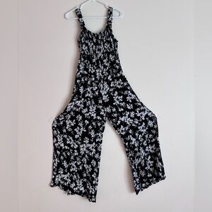 Floral Black and White wide leg jumpsuit romper Lulus